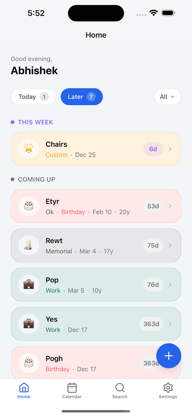 LifeDates App Screenshot